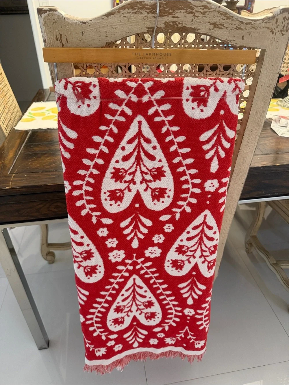 The Farmhouse Red & White Hearts & Flowers Decorative Reversible Throw Blanket